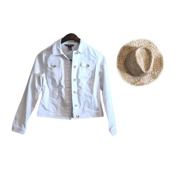 Blue Identity Jean Jacket White Small Petite - Picture 1 of 7